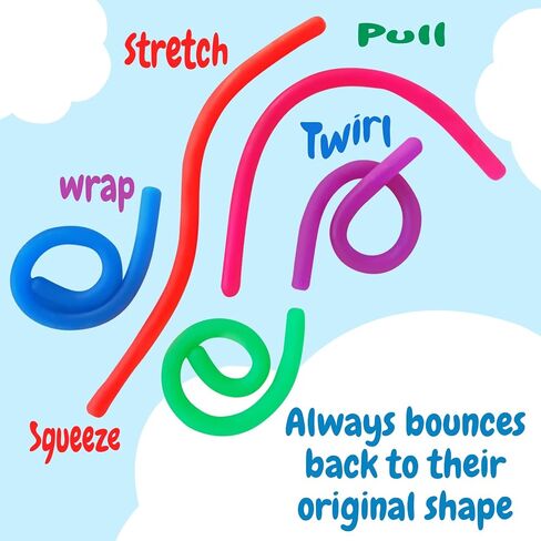 Impresa - 5 Pack Original Stretchy Fidget Sensory Toys for Kids and Adults - Monkey Noodles - Stretches from 12 Inches to 8 Feet (BPA/Phthalate/Latex-Free) in Saudi Arabia