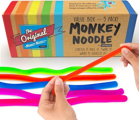 Impresa - 5 Pack Original Stretchy Fidget Sensory Toys for Kids and Adults - Monkey Noodles - Stretches from 12 Inches to 8 Feet (BPA/Phthalate/Latex-Free) in Saudi Arabia