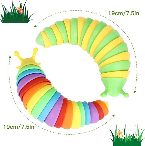 قطعتان من لوكلاي - لعبة تململ سبيكة مفصلية ثلاثية الأبعاد للأطفال الصغار، لعبة تململ حسية، تساعد على تخفيف التوتر والألعاب الحسية للأطفال المصابين بالتوحد، هدية رائعة لاضطراب فرط الحركة ونقص الانتباه (قوس قزح والأصفر). in Kuwait