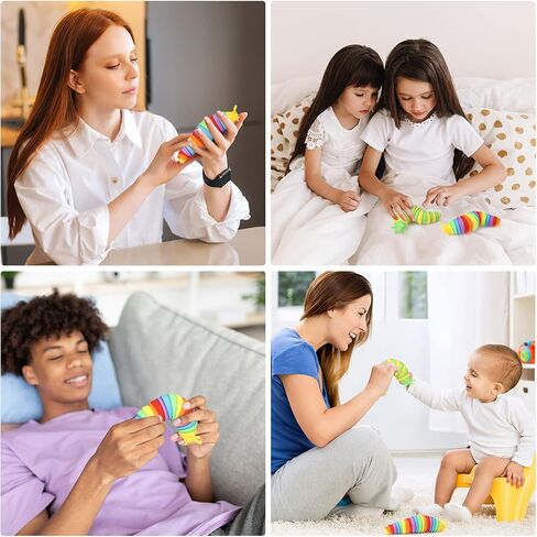 قطعتان من لوكلاي - لعبة تململ سبيكة مفصلية ثلاثية الأبعاد للأطفال الصغار، لعبة تململ حسية، تساعد على تخفيف التوتر والألعاب الحسية للأطفال المصابين بالتوحد، هدية رائعة لاضطراب فرط الحركة ونقص الانتباه (قوس قزح والأصفر). in Kuwait