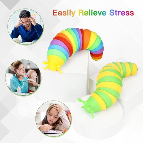 قطعتان من لوكلاي - لعبة تململ سبيكة مفصلية ثلاثية الأبعاد للأطفال الصغار، لعبة تململ حسية، تساعد على تخفيف التوتر والألعاب الحسية للأطفال المصابين بالتوحد، هدية رائعة لاضطراب فرط الحركة ونقص الانتباه (قوس قزح والأصفر). in Kuwait