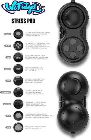 WeFidget Fidget Pad - 9 Fidget Features, Perfect For Skin Pickers, ADD, ADHD, Anxiety and Stress Relief, Black Edition in Kuwait