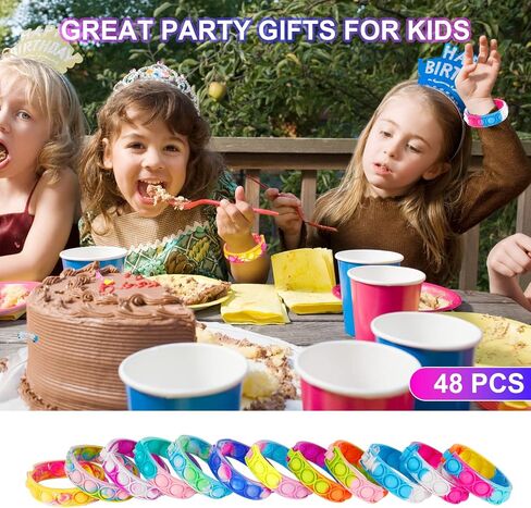 Pop Fidget Toys Bulk Its Kids Party Favors 24PCS Pop Fidget Bracelets It Fidget Toy Pack Fidgets for Classroom Prizes End of Year Student Gifts Birthday Goodie Bag Stuffers Sensory Toys for Girls Boys in Saudi Arabia
