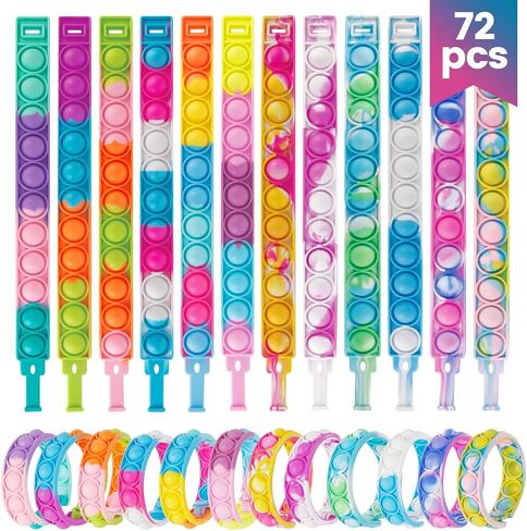 Pop Fidget Toys Bulk Its Kids Party Favors 24PCS Pop Fidget Bracelets It Fidget Toy Pack Fidgets for Classroom Prizes End of Year Student Gifts Birthday Goodie Bag Stuffers Sensory Toys for Girls Boys in Saudi Arabia