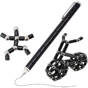 Magnetic Pen,Decompression Magnet Metal Pen,Fidget Pen with 13 Magnetic Rings,Creative Toy Pen Can Write,Intellectual Learning and Stress Reduction Gifts for Family or Friends.（Golden）