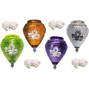 4 Pack Mini Cobra Durable Plastic Spin Tops & Metal Tip Made in Mexico - Trompo Mexicano COBRITA Plástico Durable & Punta de Metal (Pack of 4 Assorted Colors) in Saudi Arabia