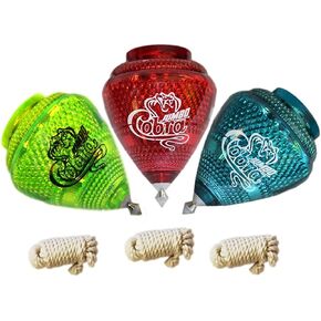Cometa 3 Pack Jumbo Cobra Durable Plastic Spin Tops for Kids Metal Tip Made in Mexico - Trompo Mexicano Jumbo Cobra Pl᳴ico Durable & Punta de Metal (Pack of 3 Assorted Colors) in Saudi Arabia
