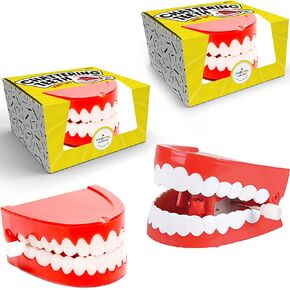 The Dreidel Company Wind Up Teeth Chomping & Chattering Teeth Toys for Kids Birthday Party Favors, Novelty and Gag Gifts, 2.5" Inches (2-Pack) in Kuwait