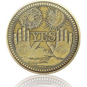 Yes No Coin Challenge Coin Decision Maker Souvenir Commemorative Coins &Perfect Divination Flip Coin, Gift, Party, Game (Ancient Silver) in Kuwait