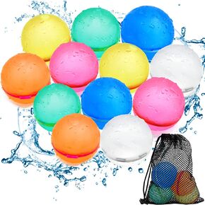 Tlitlimom 16Pcs Reusable Water Bomb Balloons, Pool Beach Toys for Kids ages 3-12, Summer Toy Water Toy for and Girls, Outdoor Activities Water Games Toys Self Sealing Water Splash Ball for Fun in Saudi Arabia