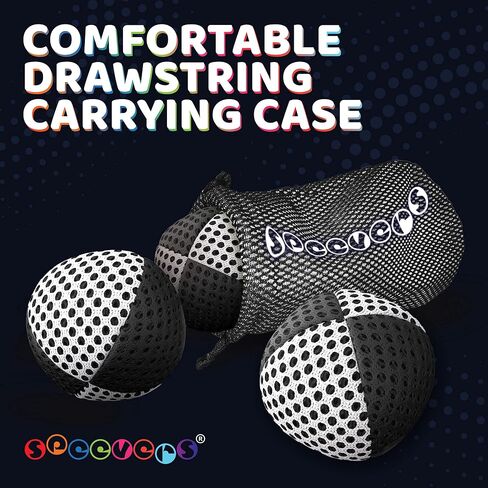 Juggling Balls for Beginners and Professionals Set of 3, Juggling Bean Bags 14 Colors Available, 2 Layers of Net and Carry Case, Original Xballs Juggling Balls (Black - White, 4.2 oz) in Saudi Arabia