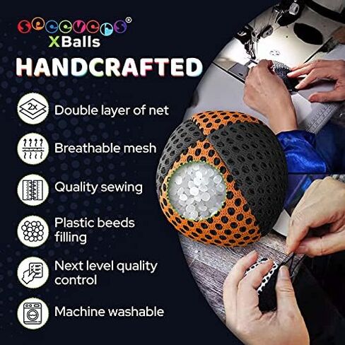 Juggling Balls for Beginners and Professionals Set of 3, Juggling Bean Bags 14 Colors Available, 2 Layers of Net and Carry Case, Original Xballs Juggling Balls (Black - White, 4.2 oz) in Saudi Arabia