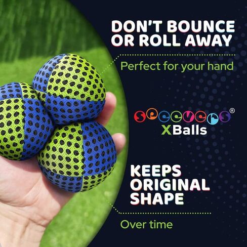Juggling Balls for Beginners and Professionals Set of 3, Juggling Bean Bags 14 Colors Available, 2 Layers of Net and Carry Case, Original Xballs Juggling Balls (Black - White, 4.2 oz) in Saudi Arabia