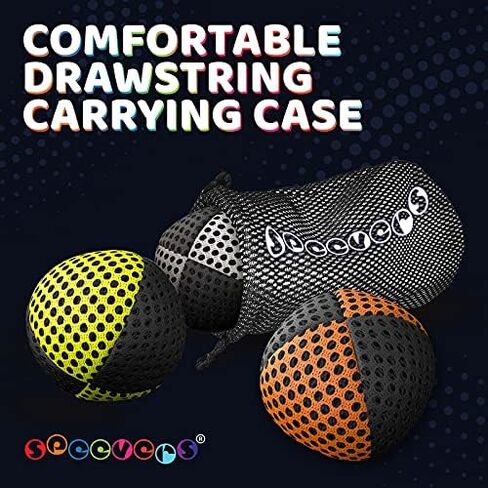 Juggling Balls for Beginners and Professionals Set of 3, Juggling Bean Bags 14 Colors Available, 2 Layers of Net and Carry Case, Original Xballs Juggling Balls (Black - White, 4.2 oz) in Saudi Arabia