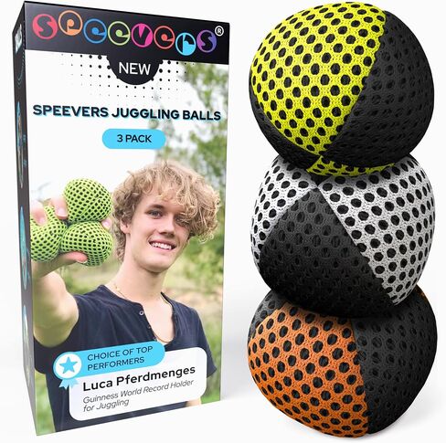 Juggling Balls for Beginners and Professionals Set of 3, Juggling Bean Bags 14 Colors Available, 2 Layers of Net and Carry Case, Original Xballs Juggling Balls (Black - White, 4.2 oz) in Saudi Arabia