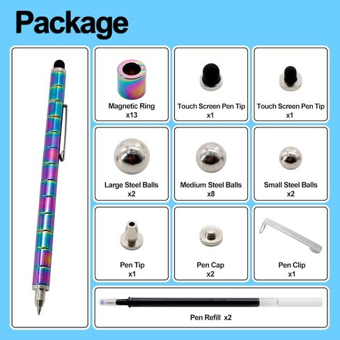 Magnetic Pen,Decompression Magnet Metal Pen,Fidget Pen with 13 Magnetic Rings,Creative Toy Pen Can Write,Intellectual Learning and Stress Reduction Gifts for Family or Friends.（Golden） in Saudi Arabia