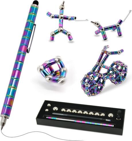 Magnetic Pen,Decompression Magnet Metal Pen,Fidget Pen with 13 Magnetic Rings,Creative Toy Pen Can Write,Intellectual Learning and Stress Reduction Gifts for Family or Friends.（Golden） in Saudi Arabia