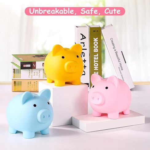 Piggy Bank, Unbreakable Plastic Money Bank, Coin Bank for Girls and Boys, Medium Size Piggy Banks, Practical Gifts for Birthday, Easter, Christmas (Pink) in Saudi Arabia