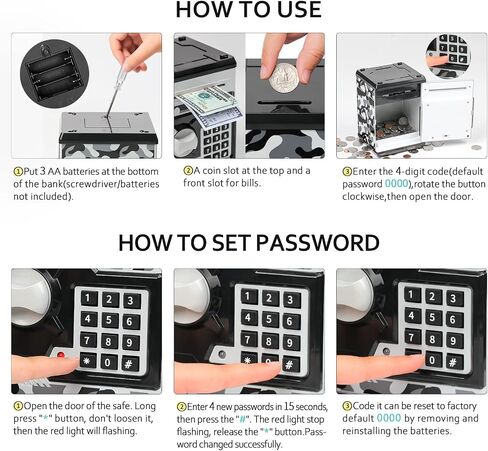 ATM Piggy Bank للأولاد والبنات، Vcertcpl Mini ATM Coin Bank صندوق توفير المال مع كلمة مرور، جرة أموال آمنة للأطفال للبالغين مع فتحة فاتورة انتزاع تلقائية، بنك ألعاب هدية رائعة للأطفال (أزرق مموه) in Kuwait