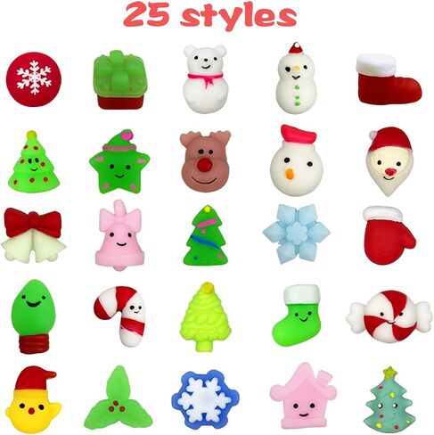 Anditoy 100 PCS Christmas Mochi Squishy Toys Squishies Christmas Toys for Kids Girls Boys Toddlers Christmas Party Favors Stocking Stuffers Gifts in Saudi Arabia