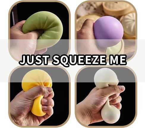 اتش دبليو او جيه جيه اتش اي كرات ضغط اسفنجية لتخفيف التوتر - 4 عبوات كبيرة محشوة على البخار، كرة ضغط لتخفيف القلق والتركيز والتوحد واعياد الميلاد والحفلات (1، اصفر وارجواني واخضر وابيض) in Kuwait