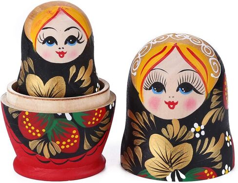 10 Pcs Wooden Yellow Duck Handmade Russian Nesting Dolls Toys, Cute Lovely Animal Matryoshka Stacking Dolls Home Decor, Educational Learning Toys for Adults in Saudi Arabia