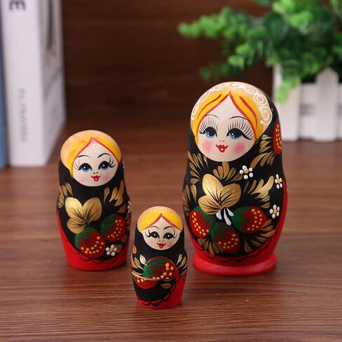 10 Pcs Wooden Yellow Duck Handmade Russian Nesting Dolls Toys, Cute Lovely Animal Matryoshka Stacking Dolls Home Decor, Educational Learning Toys for Adults in Saudi Arabia