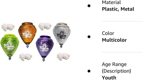 4 Pack Mini Cobra Durable Plastic Spin Tops & Metal Tip Made in Mexico - Trompo Mexicano COBRITA Plástico Durable & Punta de Metal (Pack of 4 Assorted Colors) in Saudi Arabia