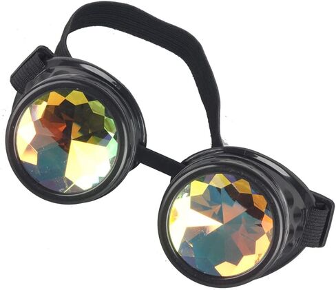 Kaleidoscope Goggles for Raves Trippy Psychedelic Steampunk Glasses with Rainbow Prism Diffraction Crystal Lenses in Kuwait