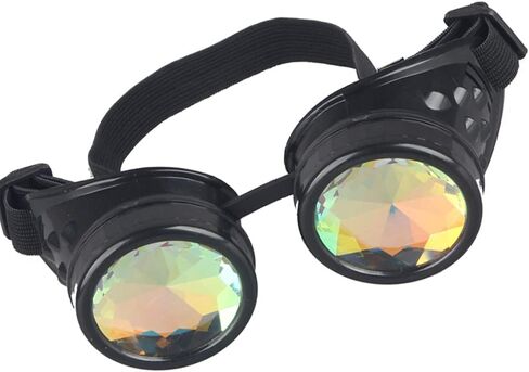 Kaleidoscope Goggles for Raves Trippy Psychedelic Steampunk Glasses with Rainbow Prism Diffraction Crystal Lenses in Kuwait