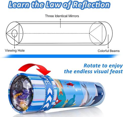 iKeelo Classic Tin Kaleidscope، عبوتان من الألعاب التعليمية للأطفال بجسم معدني، لعبة كلاسيكية لطيفة لتمرير ذاكرة الزمن القديم السعيد إلى الجيل التالي (عالم المحيط + عالم الديناصورات) in Saudi Arabia
