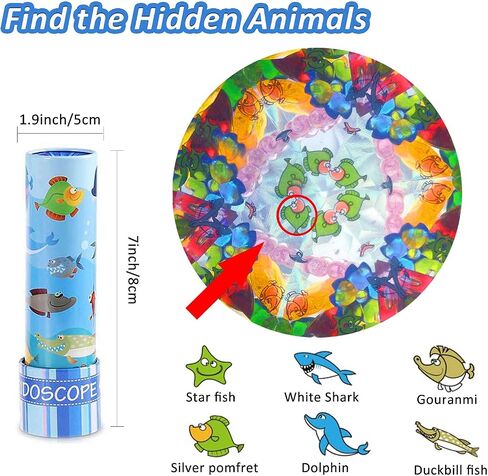 iKeelo Classic Tin Kaleidscope، عبوتان من الألعاب التعليمية للأطفال بجسم معدني، لعبة كلاسيكية لطيفة لتمرير ذاكرة الزمن القديم السعيد إلى الجيل التالي (عالم المحيط + عالم الديناصورات) in Saudi Arabia
