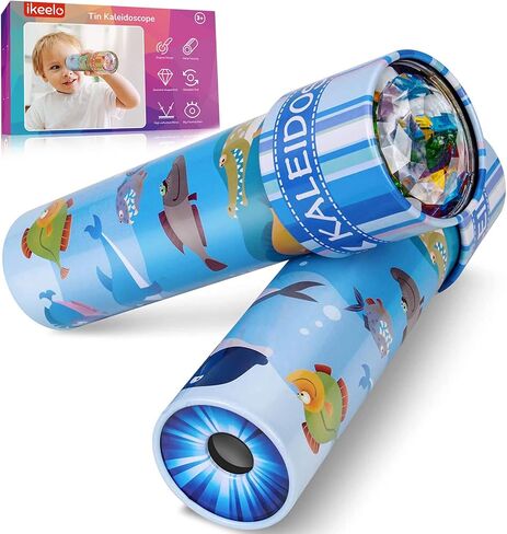 iKeelo Classic Tin Kaleidscope، عبوتان من الألعاب التعليمية للأطفال بجسم معدني، لعبة كلاسيكية لطيفة لتمرير ذاكرة الزمن القديم السعيد إلى الجيل التالي (عالم المحيط + عالم الديناصورات) in Saudi Arabia