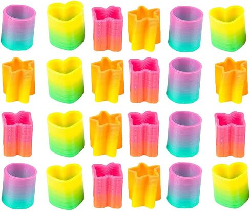 مجموعة Dreidel Company Rainbow Coil Spring، قلب، نجمة، فراشة، لفائف على شكل دائرة، مفضلة للحفلات للأطفال، 1.4 بوصة (35 مم) (12 عبوة) in Kuwait