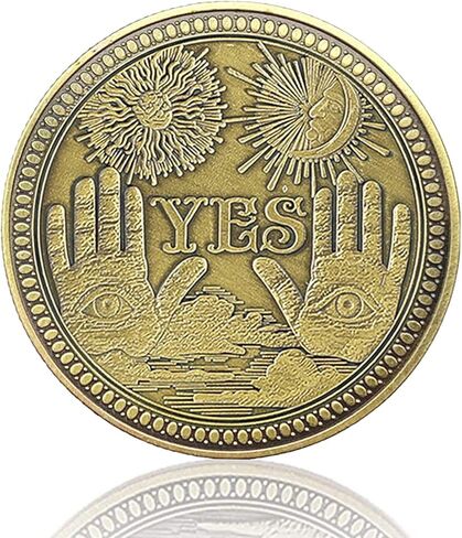 Yes No Coin Challenge Coin Decision Maker Souvenir Commemorative Coins &Perfect Divination Flip Coin, Gift, Party, Game (Ancient Silver) in Kuwait