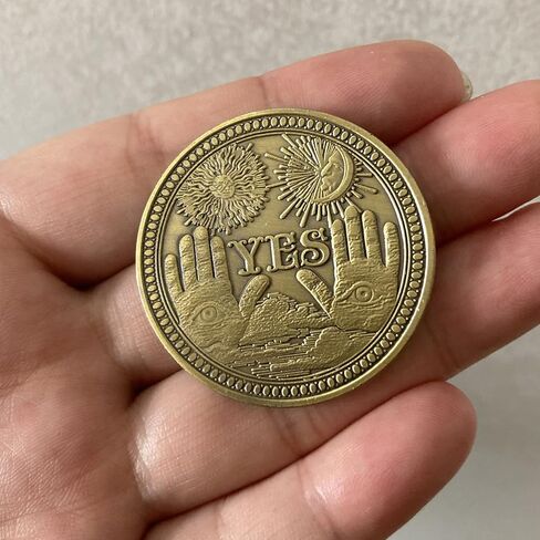 Yes No Coin Challenge Coin Decision Maker Souvenir Commemorative Coins &Perfect Divination Flip Coin, Gift, Party, Game (Ancient Silver) in Kuwait