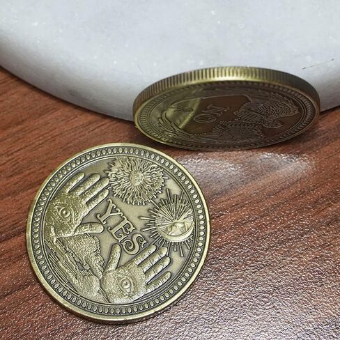 Yes No Coin Challenge Coin Decision Maker Souvenir Commemorative Coins &Perfect Divination Flip Coin, Gift, Party, Game (Ancient Silver) in Kuwait