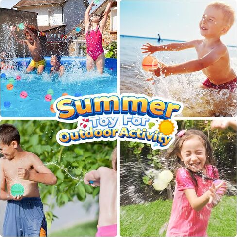 Tlitlimom 16Pcs Reusable Water Bomb Balloons, Pool Beach Toys for Kids ages 3-12, Summer Toy Water Toy for and Girls, Outdoor Activities Water Games Toys Self Sealing Water Splash Ball for Fun in Saudi Arabia