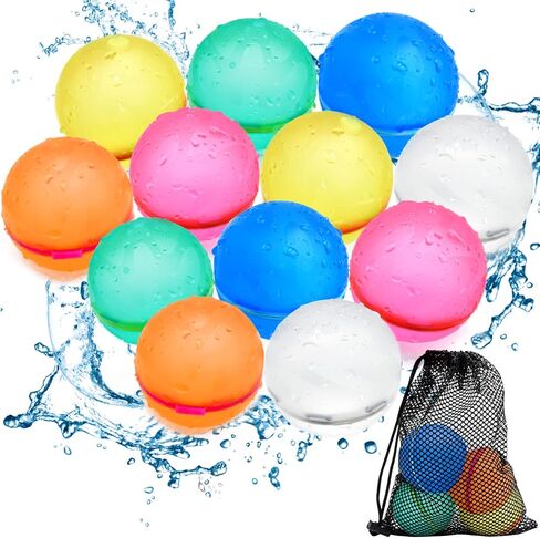Tlitlimom 16Pcs Reusable Water Bomb Balloons, Pool Beach Toys for Kids ages 3-12, Summer Toy Water Toy for and Girls, Outdoor Activities Water Games Toys Self Sealing Water Splash Ball for Fun in Saudi Arabia