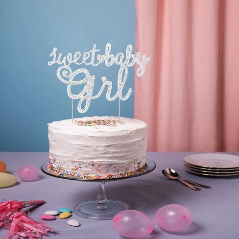 غلاف كعكة LINGTEER Sweet Baby Girl حجر الراين - Cheers to Sweet Baby Girl، زينة مركزية لحفلات استقبال المولود الجديد والابنة في أول عيد ميلاد. - ذهبي in Kuwait