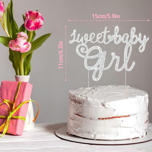 غلاف كعكة LINGTEER Sweet Baby Girl حجر الراين - Cheers to Sweet Baby Girl، زينة مركزية لحفلات استقبال المولود الجديد والابنة في أول عيد ميلاد. - ذهبي in Kuwait