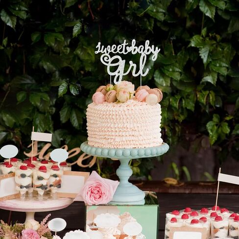 غلاف كعكة LINGTEER Sweet Baby Girl حجر الراين - Cheers to Sweet Baby Girl، زينة مركزية لحفلات استقبال المولود الجديد والابنة في أول عيد ميلاد. - ذهبي in Kuwait