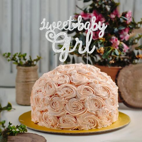 غلاف كعكة LINGTEER Sweet Baby Girl حجر الراين - Cheers to Sweet Baby Girl، زينة مركزية لحفلات استقبال المولود الجديد والابنة في أول عيد ميلاد. - ذهبي in Kuwait