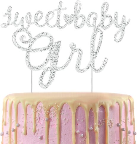 غلاف كعكة LINGTEER Sweet Baby Girl حجر الراين - Cheers to Sweet Baby Girl، زينة مركزية لحفلات استقبال المولود الجديد والابنة في أول عيد ميلاد. - ذهبي in Kuwait
