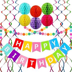 لافتة عيد ميلاد سعيد، لافتة عيد ميلاد بألوان قوس قزح، 6 كرات على شكل قرص العسل، 8 دوامات معدنية معلقة وإكليل حلاق دائري، زينة عيد ميلاد سعيد in Kuwait