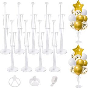 HOLICOLOR 9 Set Balloon Stands for Table, 28" Height Clear Table Balloon Centerpiece Stand with 63 Balloon Cups and Glue for Birthday Party Wedding Festival Balloons Decorations in Kuwait