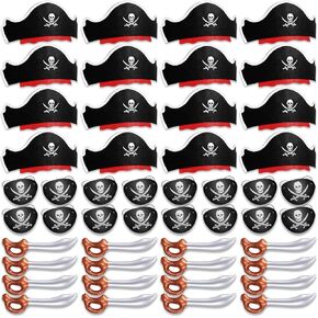 Legigo 18 Pcs Pirate Party Accessories for Kids, 6 Hats 6 Patches 6 Swords in Saudi Arabia