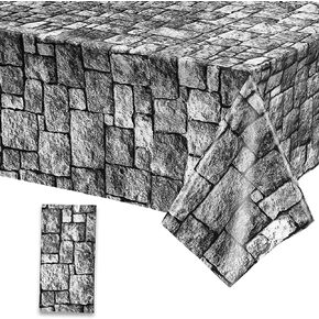 Stone Wall Tablecloths, Medieval Themed Party Decorations Supplies Disposable Plastic Brick Stone Tablecloth Castle Brick Wall Table Covers for Halloween Birthday Party Favors(108 x 54 Inch, 1 Pack) in Saudi Arabia