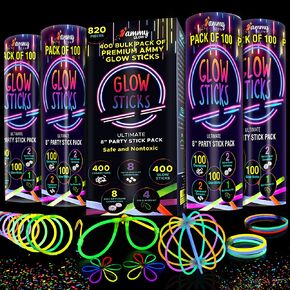 Ammy Glow Glow Sticks (205 Pcs Kit) Bulk Party Pack-100 Pack Glow Sticks with Connectors & Glasses- Party Favors for Kids 8-12- Neon Glow in The Dark Party Supplies for Birthdays & Events in Saudi Arabia