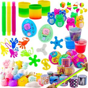 مجموعة العاب هدايا الحفلات للاطفال 4-8 سنوات، العاب صندوق الكنز لمكافآت الفصول الدراسية، حشو بيناتا، صندوق الكنز، جوائز الكرنفال، حقائب هدايا حفلات اعياد الميلاد للاولاد والبنات من 52 قطعة in Kuwait